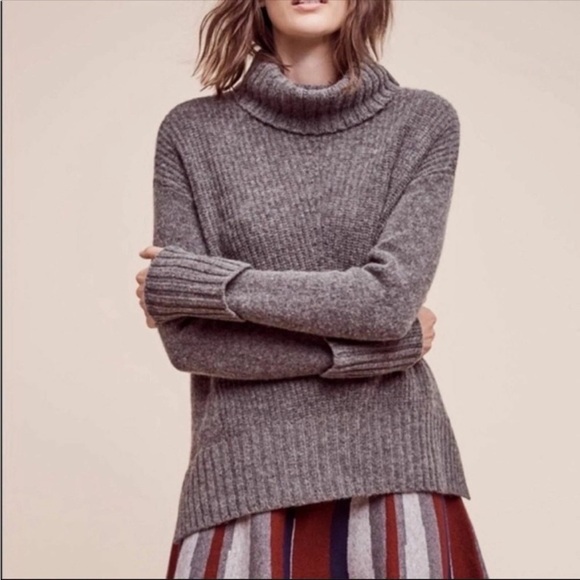 Moth Sweaters - Anthropology | Moth Grey Fireside Turtleneck Sweater Size XS
